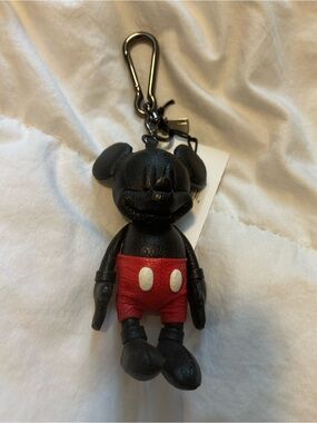 Coach Black & Red Mickey Mouse Leather Key Charm